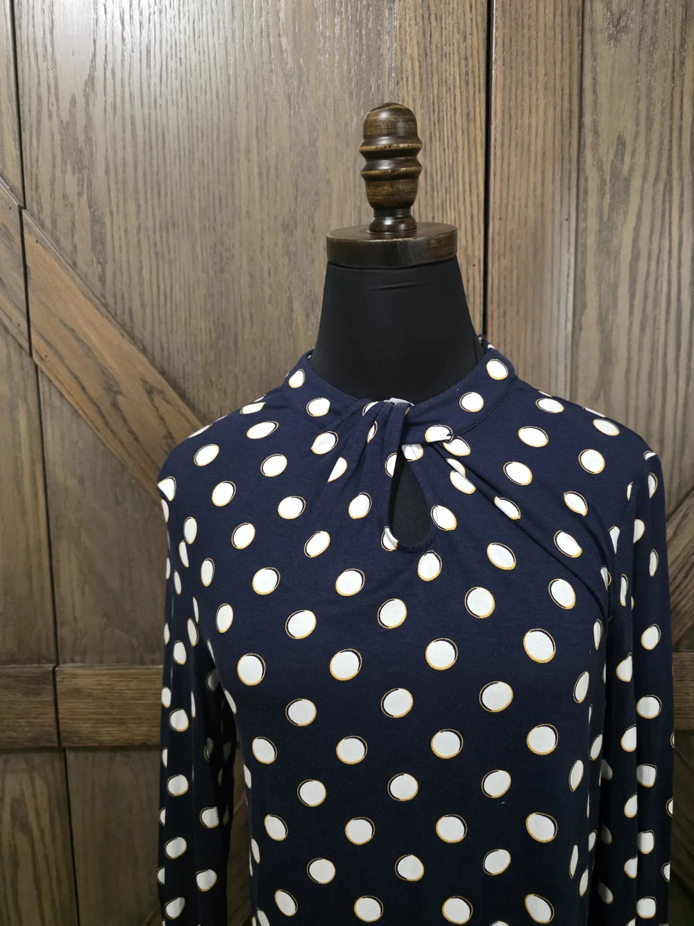 Boden Navy and White Polka Dot Long Sleeve - Picture 2 of 4